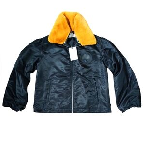 RANDOM IDENTITIES Mile Pilot Jacket Removable Faux Fur Collar Size Small NEW